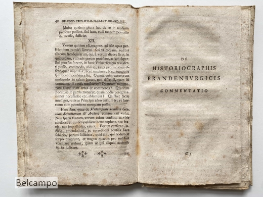 Commentationes Historico-Literariae Qvarvm Prior Consilivm Friderici Wilhelmi M
