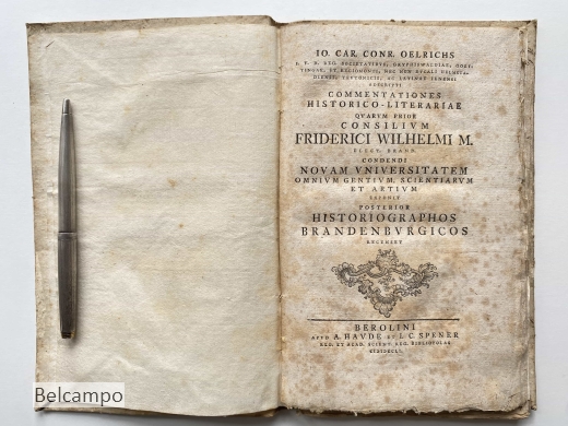 Commentationes Historico-Literariae Qvarvm Prior Consilivm Friderici Wilhelmi M