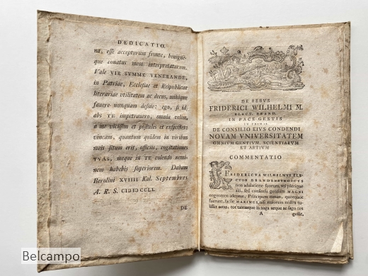 Commentationes Historico-Literariae Qvarvm Prior Consilivm Friderici Wilhelmi M